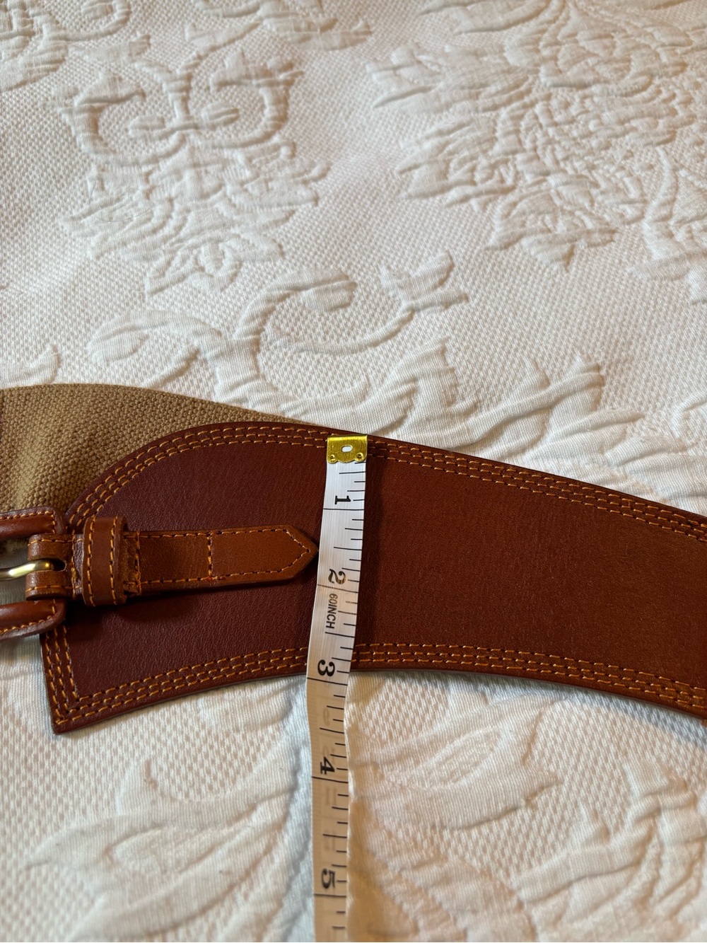 Stylish Linea Pelle brown genuine leather waist belt. Some staining see picture - Picture 15 of 15
